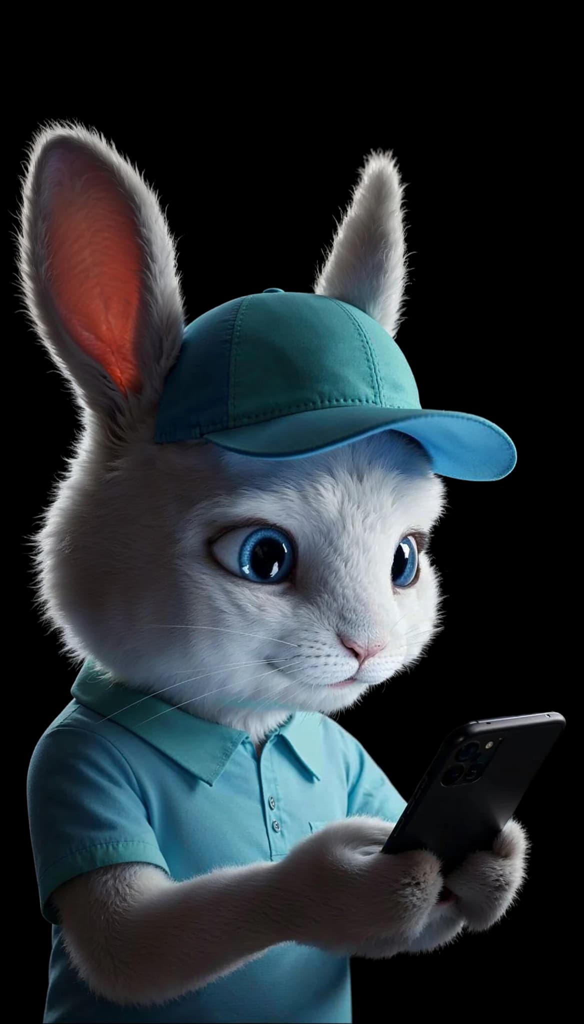 Mascote da Leva & Lava usando o celular
